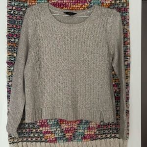 So cute basic tan basket weave sweater.